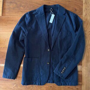 J Crew Garment-dyed cotton-linen chino suit jacket / blazer, navy, NWT